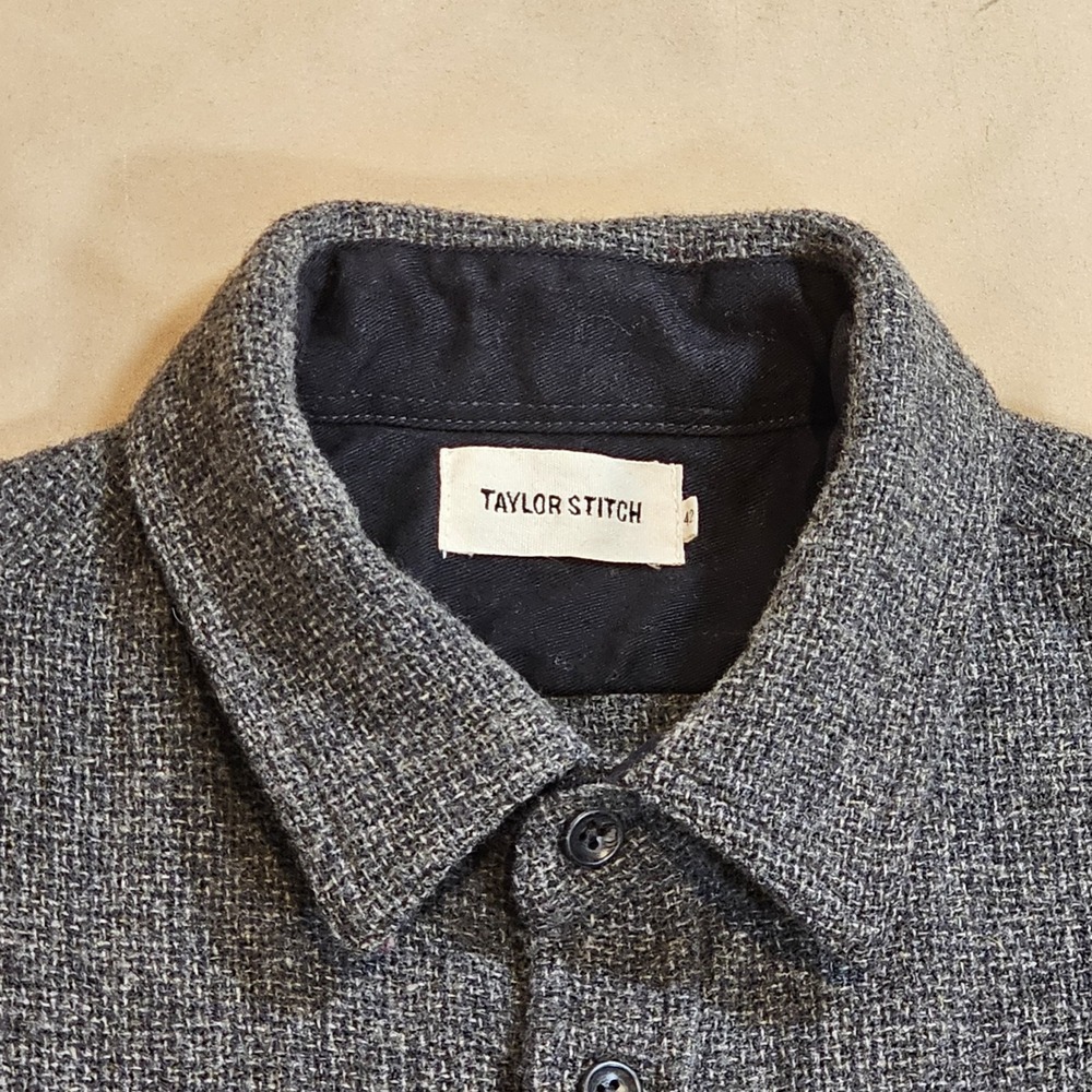 Taylor Stitch Service Shirt Men's Button-up 100% Wool Moss Melange Pocket 42 - Picture 5 of 10